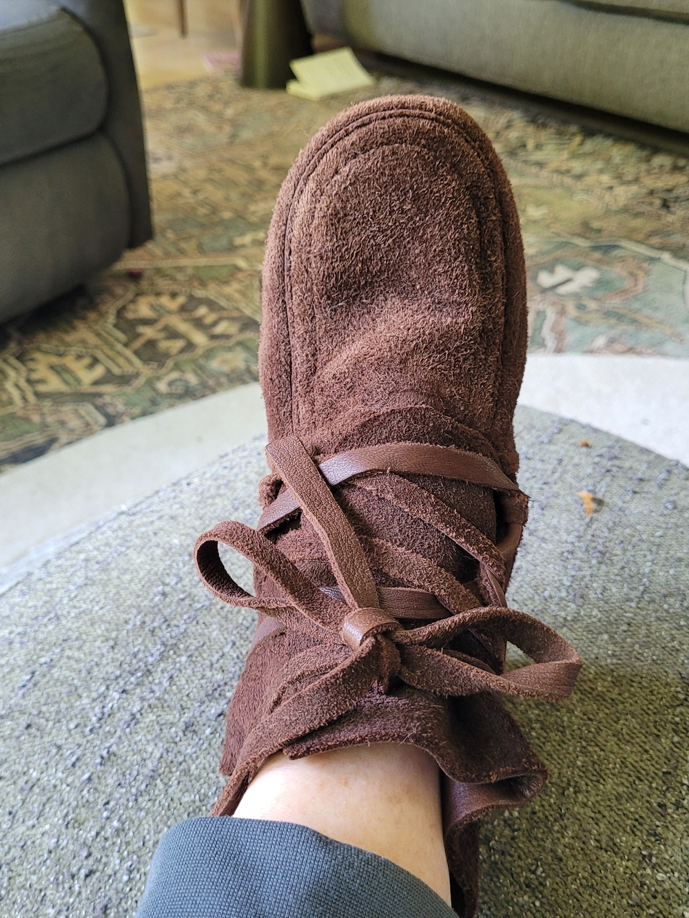 Steger Moccasins Moosehide Lace Up Shoes Brown Womens 6 Made USA